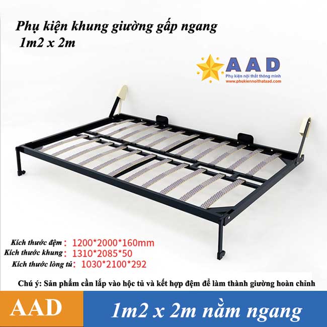 Phụ kiện khung giường gấp ngang âm tủ 1m2 x 2m